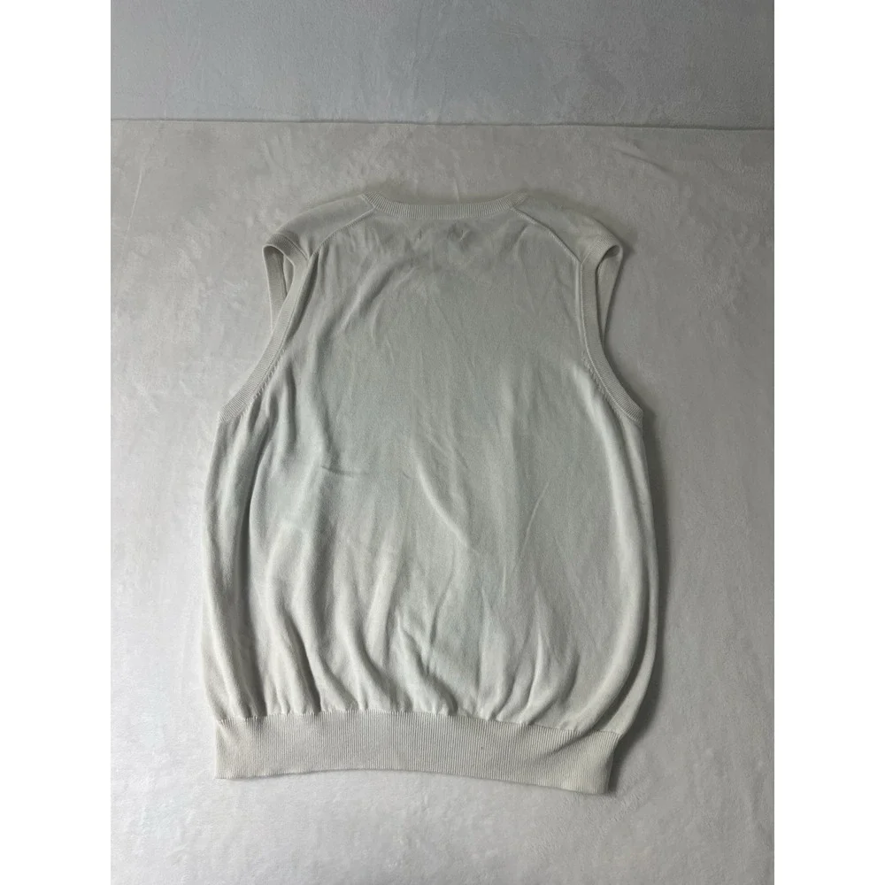 Club Room White V-Neck Cotton Cashmere Sweater Vest Mens Large Pullover